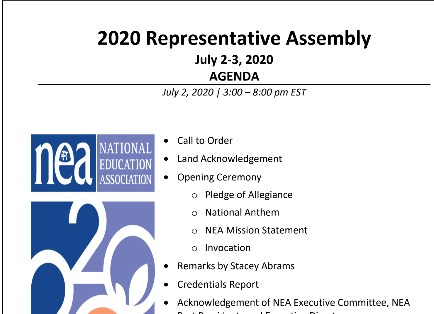 Asamblea Representativa Virtual de la National Education Association