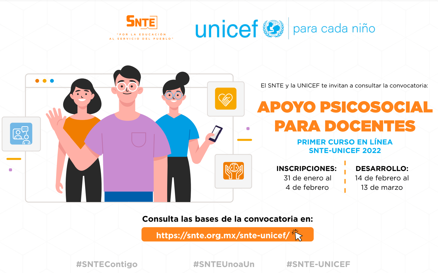 Primer período del curso en línea de apoyo psicosocial para docentes SNTE-UNICEF